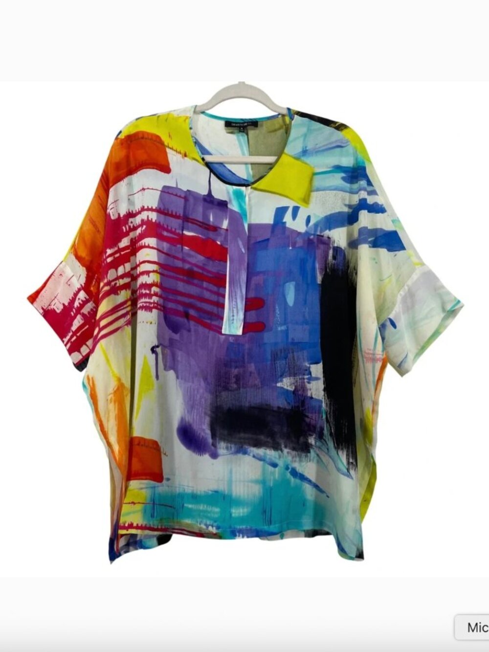 Lafayette 148 New York Multicolor Abstract Brushstroke Silk Tunic
